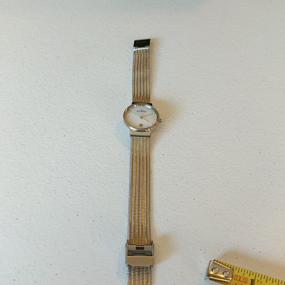 Skagen Dual Tone Mesh Crystal Hour Marker Watch - Picture 2 of 4